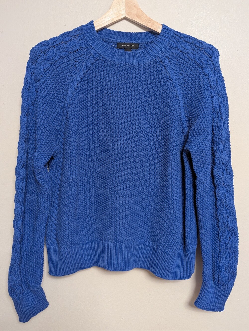 Ann Taylor Royal Blue Cable Knit Sweater